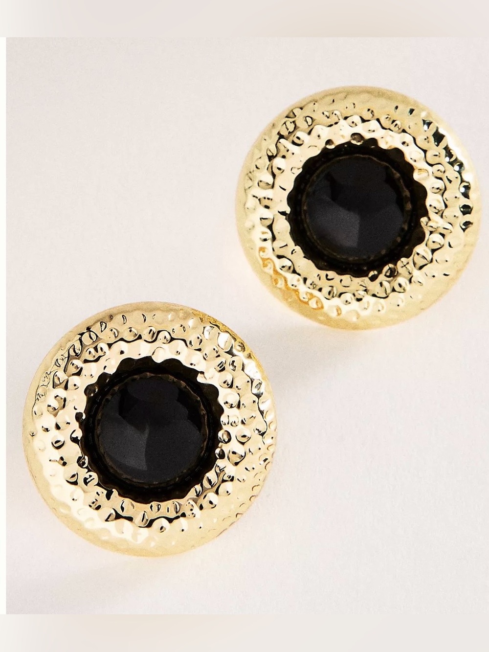 NWT Anthropologie Tiger’s Eye Button Post Earrings in Black